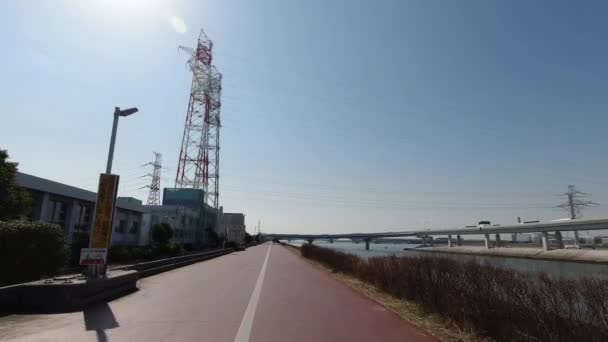 Arakawa Ciclismo Estrada Japão Tóquio — Vídeo de Stock