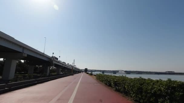 Arakawa Cycling Road Japón Tokio — Vídeos de Stock