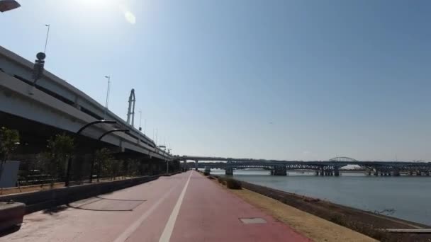 Arakawa Bisiklet Yolu Japonya Tokyo — Stok video