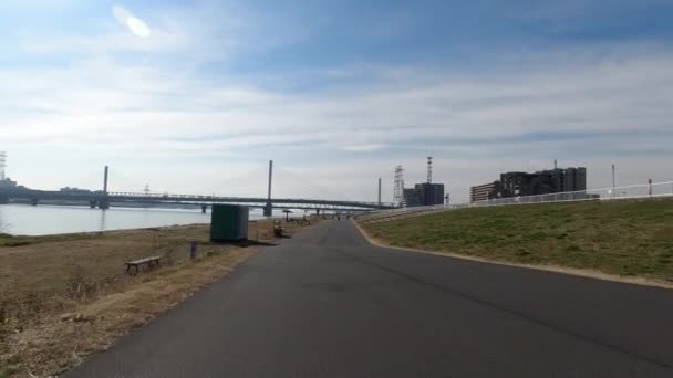 Arakawa Ciclismo Estrada Japão Tóquio — Vídeo de Stock