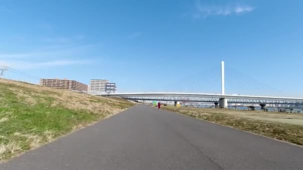 Arakawa Cykling Road Japan Tokyo — Stockvideo