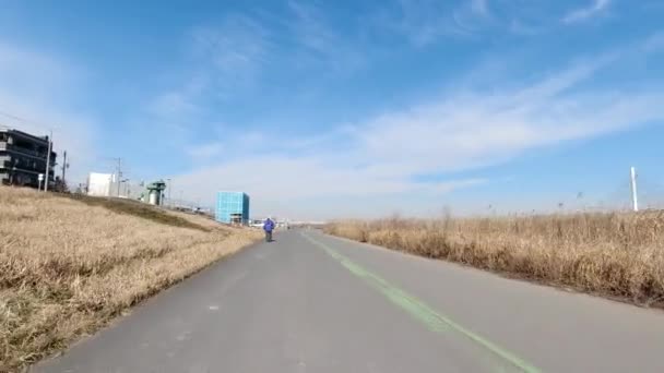 Arakawa Ciclismo Estrada Japão Tóquio — Vídeo de Stock