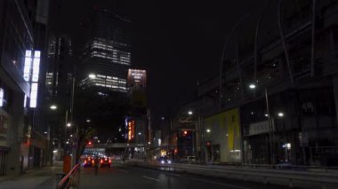 Shibuya Japonya 'da, Tokyo Gece Manzarası