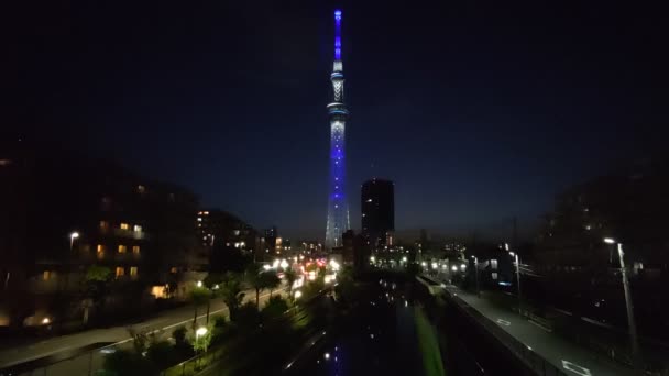 Tokio Sky Tree Night View — Wideo stockowe