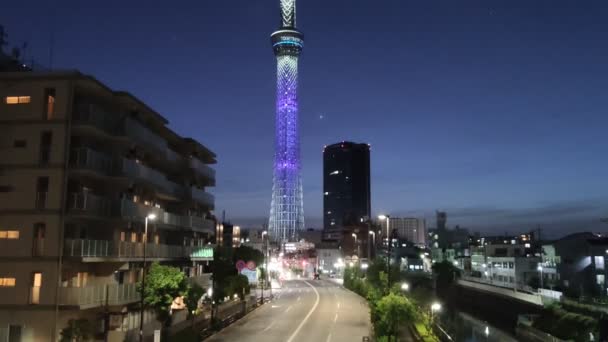 東京スカイツリー夜景 — ストック動画