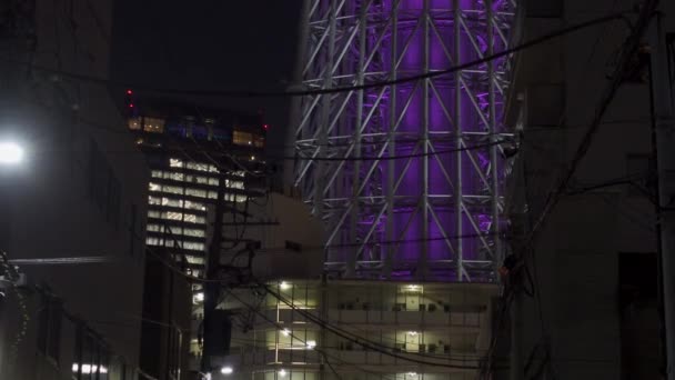 Tokyo Sky Tree Éjszakai Nézet — Stock videók