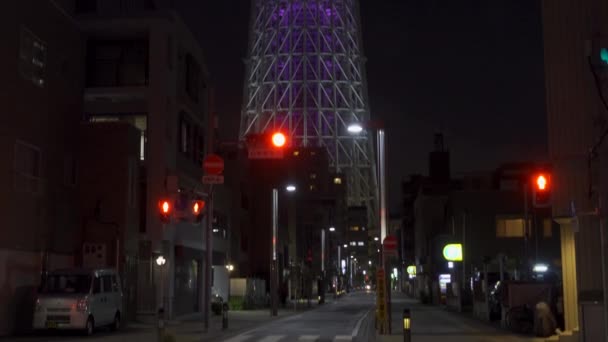 Tokyo Sky Tree Vista Nocturna — Vídeos de Stock