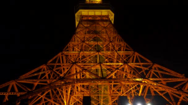 Tokyo Tower Japonia Widok Nocny — Wideo stockowe