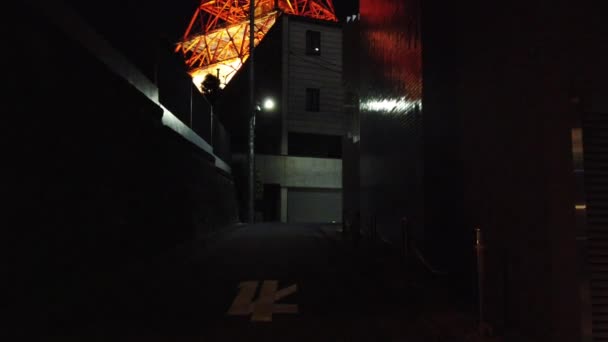Токийская Башня Ночной Вид Японии — стоковое видео