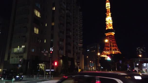 Tokio Toren Japan Nachtzicht — Stockvideo