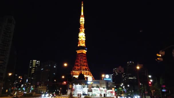Tokyo Tower Vista Nocturna Japón — Vídeo de stock