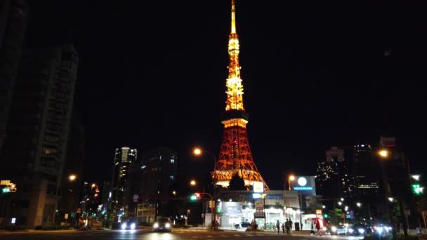 Tokyo Kulesi Japon Gece Manzarası — Stok video