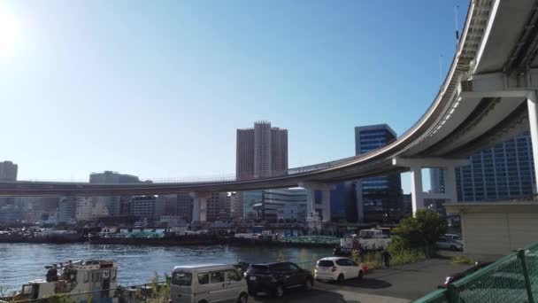 Tokyo Rainbow Bridge Landskap — Stockvideo