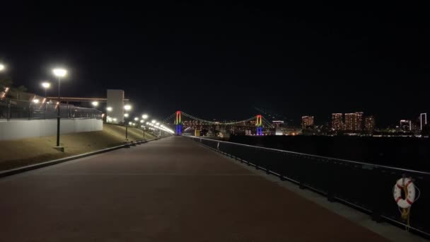 Puente Arco Iris Japón Vista Nocturna Tokio — Vídeos de Stock