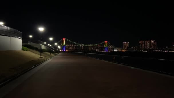 Ponte Dell Arcobaleno Giappone Tokyo Night View — Video Stock