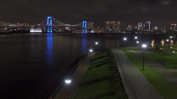 Ponte Arco Íris Japão Vista Noturna Tóquio — Vídeo de Stock