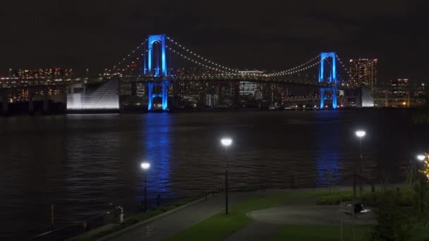 日本の虹の橋 東京の夜景 — ストック動画