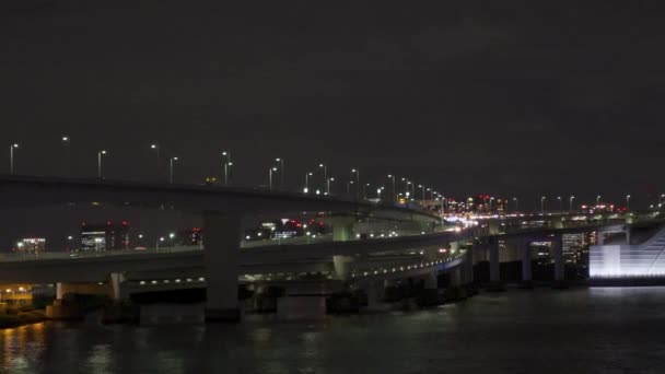 日本の虹の橋 東京の夜景 — ストック動画