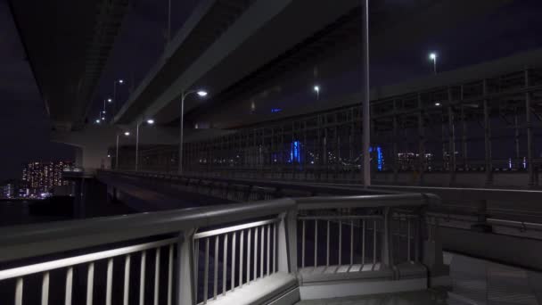 Puente Arco Iris Japón Vista Nocturna Tokio — Vídeos de Stock