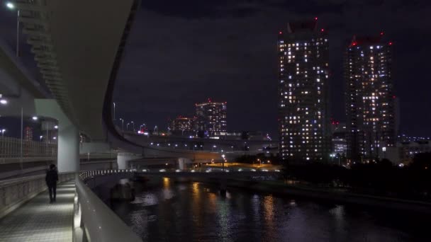 Regenboogbrug Japan Tokyo Night View — Stockvideo