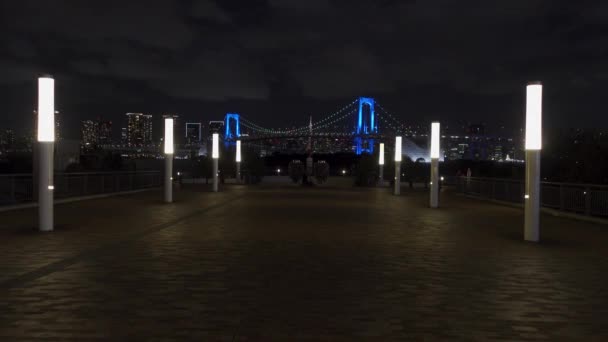 Ponte Arco Íris Japão Vista Noturna Tóquio — Vídeo de Stock