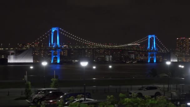 Ponte Arco Íris Japão Vista Noturna Tóquio — Vídeo de Stock