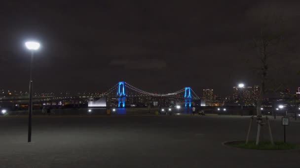 Puente Arco Iris Japón Vista Nocturna Tokio — Vídeos de Stock