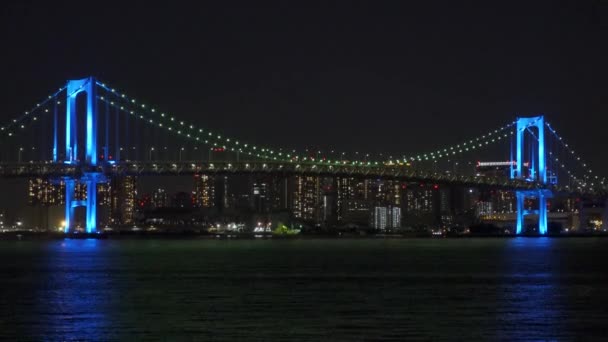 Ponte Dell Arcobaleno Giappone Tokyo Night View — Video Stock