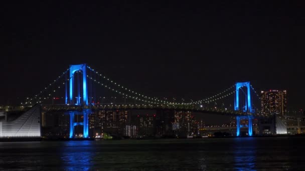 Puente Arco Iris Japón Vista Nocturna Tokio — Vídeo de stock