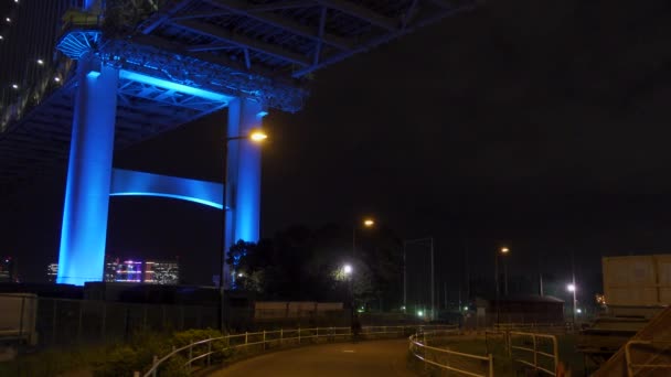 Puente Arco Iris Japón Vista Nocturna Tokio — Vídeo de stock