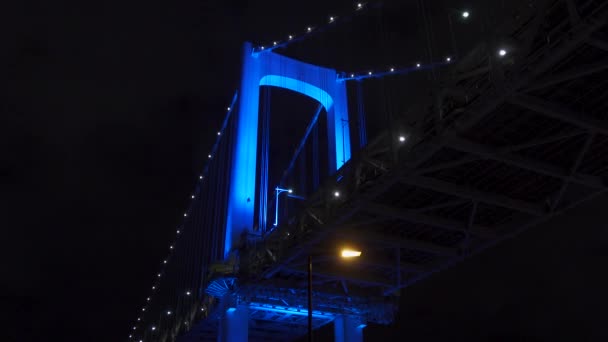 Puente Arco Iris Japón Vista Nocturna Tokio — Vídeos de Stock