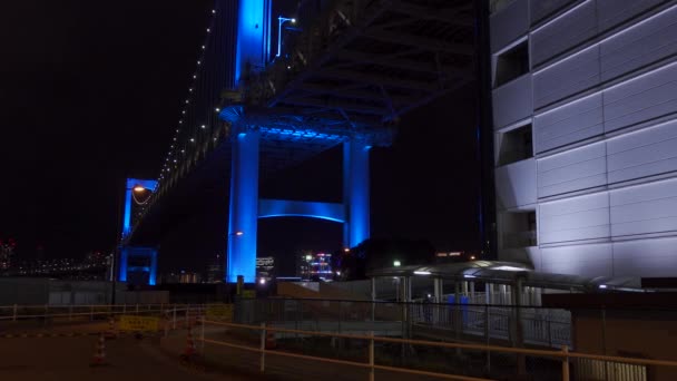 Puente Arco Iris Japón Vista Nocturna Tokio — Vídeos de Stock