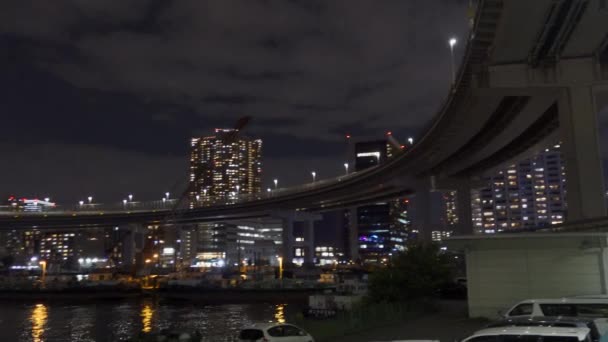 Szivárvány Híd Japánban Tokyo Night View — Stock videók