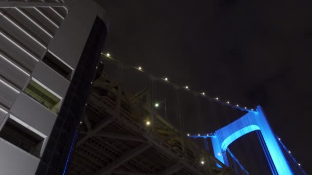 Puente Arco Iris Japón Vista Nocturna Tokio — Vídeos de Stock