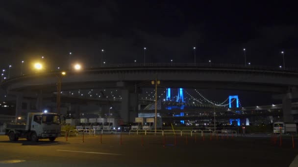 Duhový Most Japonsku Tokijský Noční Pohled — Stock video