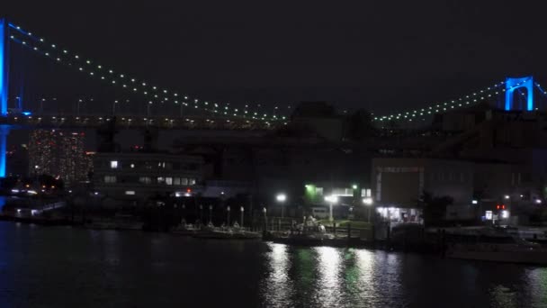 Ponte Arco Íris Japão Vista Noturna Tóquio — Vídeo de Stock