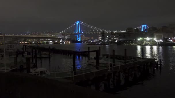日本の虹の橋 東京の夜景 — ストック動画