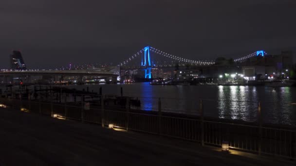 日本の虹の橋 東京の夜景 — ストック動画