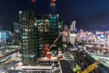 Shibuya Japonya 'da, Tokyo Gece Manzarası