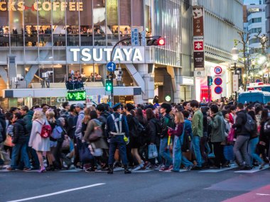 Shibuya Japonya 'da, Tokyo Gece Manzarası