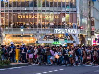 Shibuya Japonya 'da, Tokyo Gece Manzarası
