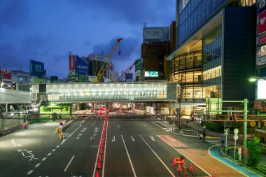 Shibuya Japonya 'da, Tokyo Gece Manzarası