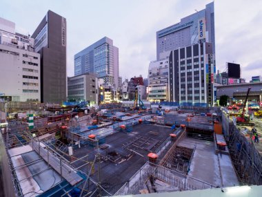 Shibuya Japonya 'da, Tokyo Gece Manzarası