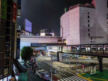 Shibuya Japonya 'da, Tokyo Gece Manzarası