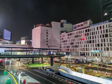 Shibuya Japonya 'da, Tokyo Gece Manzarası