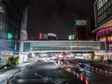 Shibuya Japonya 'da, Tokyo Gece Manzarası