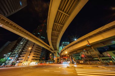 Japonya Tokyo Kavşağı Gece Görünümü