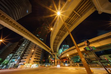 Japonya Tokyo Kavşağı Gece Görünümü