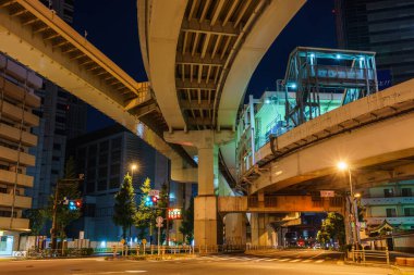 Japonya Tokyo Kavşağı Gece Görünümü