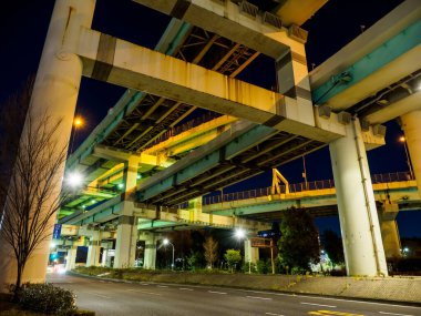 Japonya Tokyo Kavşağı Gece Görünümü